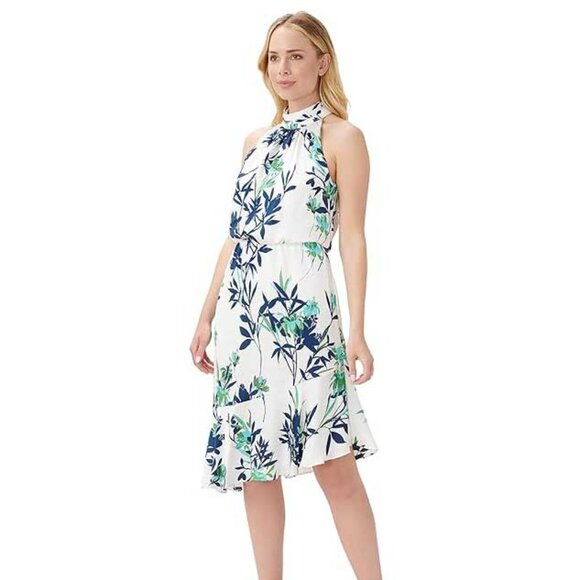 NWT Adrianna Papell Women's Plus size Halter Blouson Midi Dress - Picture 1 of 3